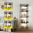 thumbnail image 2 of OUTONLIFE 5-Tier Black Corner Ladder Shelf - Freestanding Bookshelf, Storage Display Organizer for Home/Office, 2 of 9