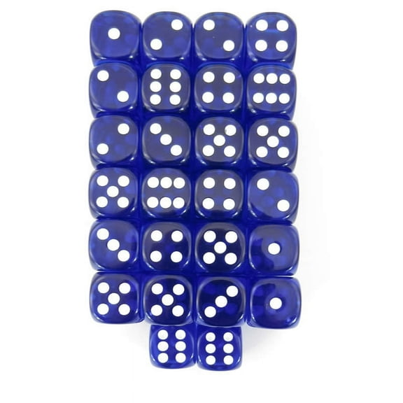 Blue Translucent Dice with White Pips D6 16mm (5/8in) Pack of 50 Wondertrail