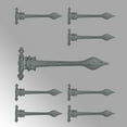thumbnail image 2 of Renovators Supply Strap Hinge 11 1/4" Black Wrought Iron Spear Tip Flush Mount Heavy Duty Strap Gate and Door Hinges w/Hardware Pack of 8, 2 of 9
