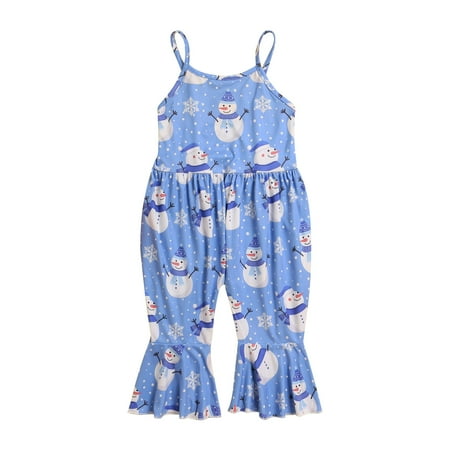 

Baby Boy Rompers 5t Romper Toddler Girls Christmas Sleeveless Cartoon Prints Romper Bell Bottoms Flare Jumpsuit Clothes Bohemian Baby Girl Romper