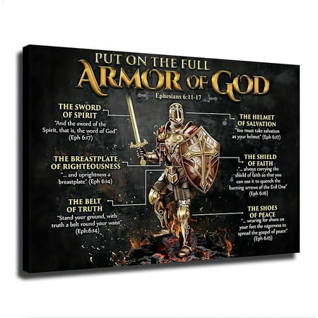 Armor of God for Women Men Put on The Full Armor of God Warrior of God Poster Canvas Painting Print Wall Art Modern Classroom Kitchen