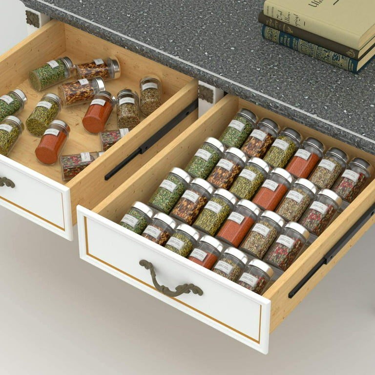 Yakaly Clear Acrylic Spice Drawer Organizer, Expandable 13 to 26 - 4 Tier  2 Sets(8 Pieces) In Drawer Seasoning Jars Insert, Drawer Spice Rack for