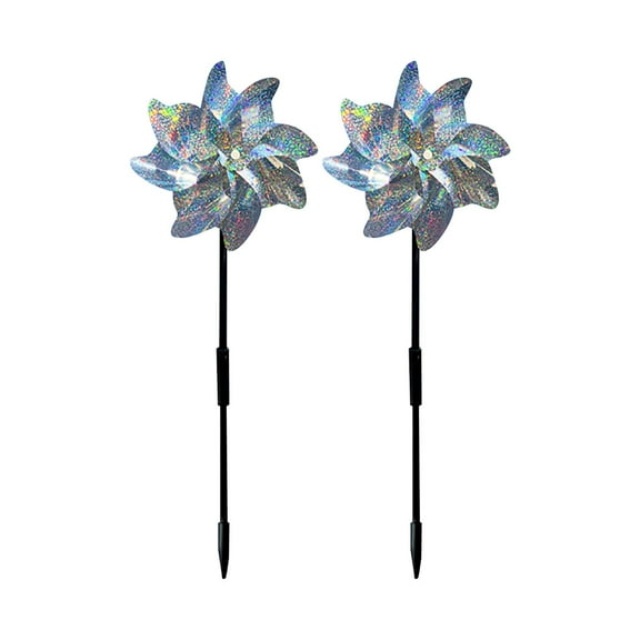 Reflective Bird Scare Pinwheels - 15" Sparkly Spinners, 4 Pack, Suitable for Garden Yard Farm