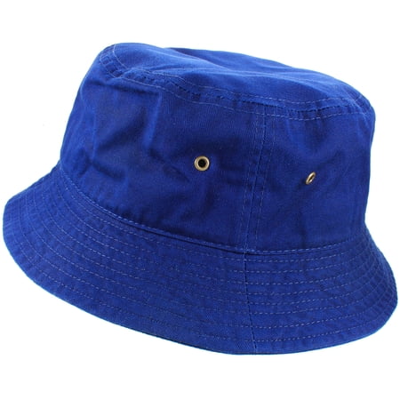 Gelante Bucket Hat 100% Cotton Packable Summer Travel Cap. Royal Blue-S/M