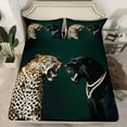 thumbnail image 2 of jejeloiu Black Brown Leopard Queen Sheet Sets,Jungle Animal Flat Sheet,Modern Abstract Artwork Queen Fitted Sheet For Man Women,Breathable Home Decor,4pcs, 2 of 7
