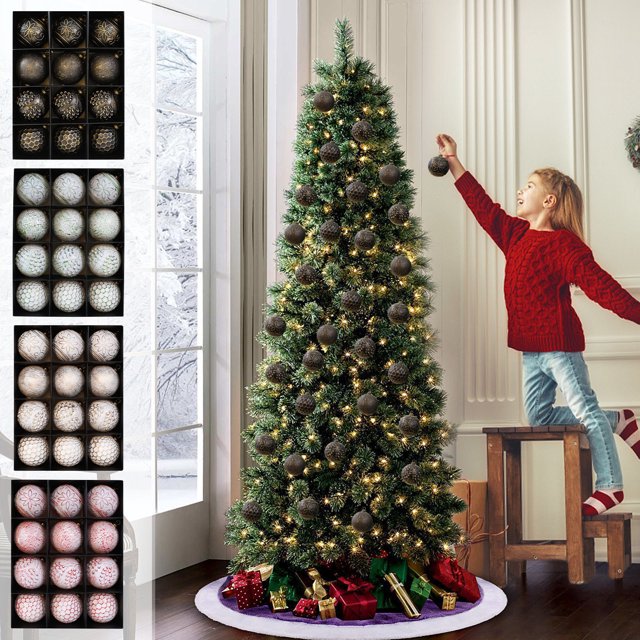 Bolas Decorativas Juego de bolas navideñas antiguas de 8 cm, 12 piezas, colgantes para decorar el árbol de Navidad, color negro Rkxzt