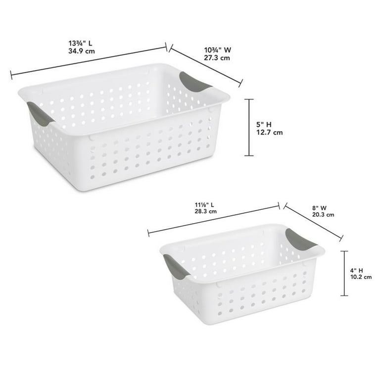 12 Sterilite 16248006 Medium Ultra Plastic Storage Bin Organizer Basket White