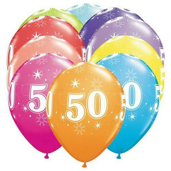 LOONBALLOON Birthday-age-related Balloons, 11″ 50-A-ROUND (6 PK)