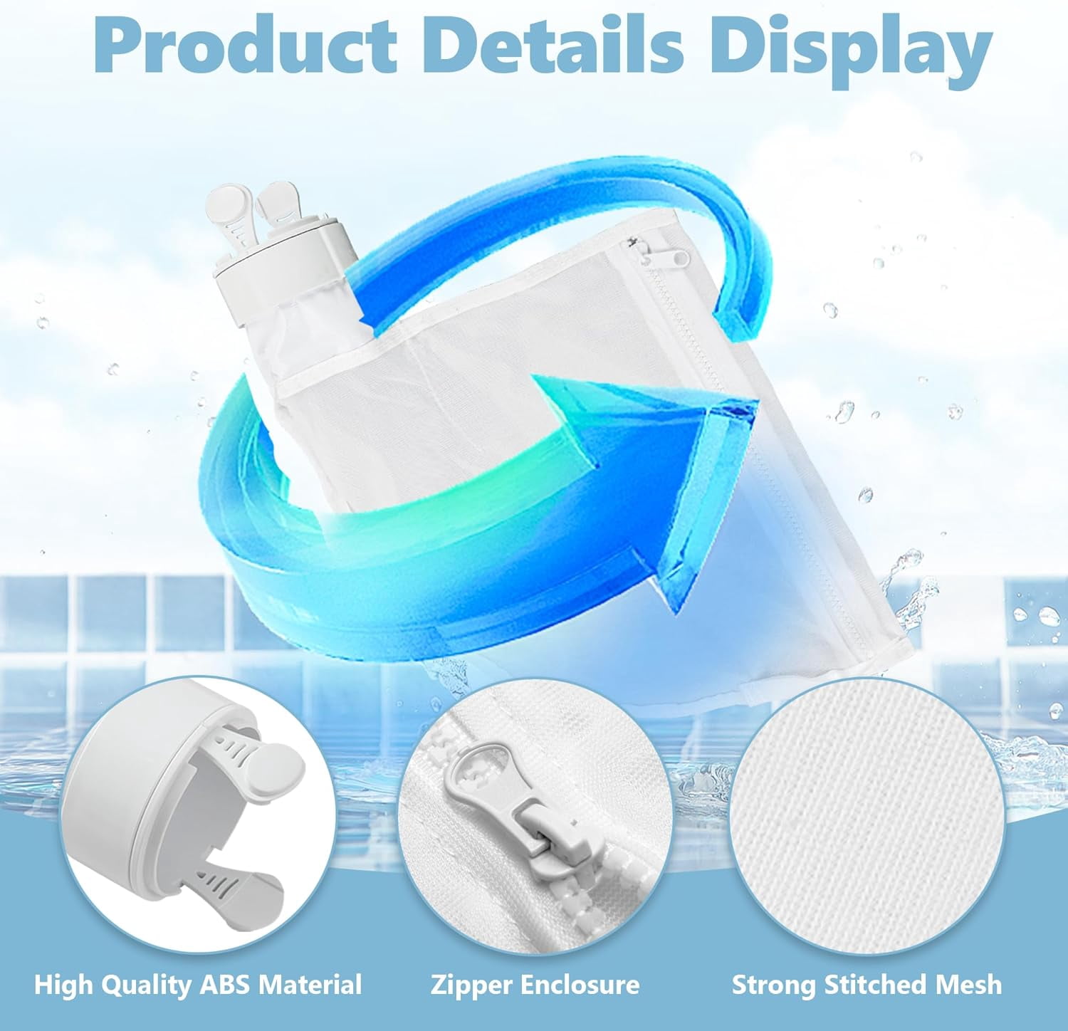 Pool Spa Zippered Bags Replacement for Polaris 280, 480 Pool Cleaner All Purpose Filter Bags K13 K16 (2 Pack)