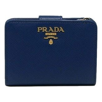 Prada Womens Vitello Move Black Leather Compact Envelope Trifold