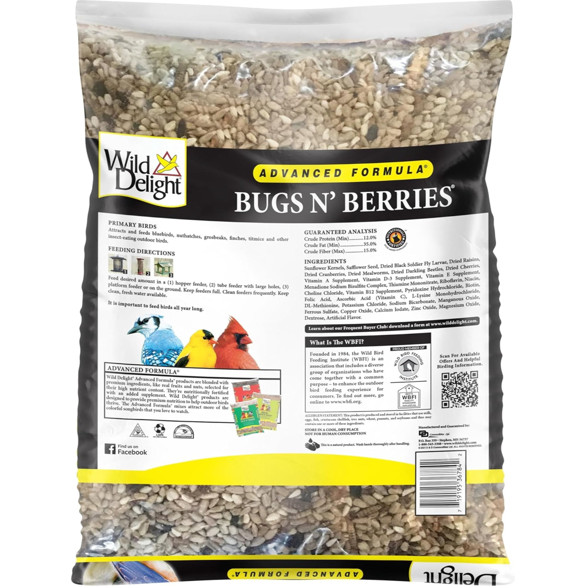 Wild Delight Advanced Formula Bugs N'' Berries Wild Bird Food, 4.5lbs - Premium 3-Bug Blend with Berries