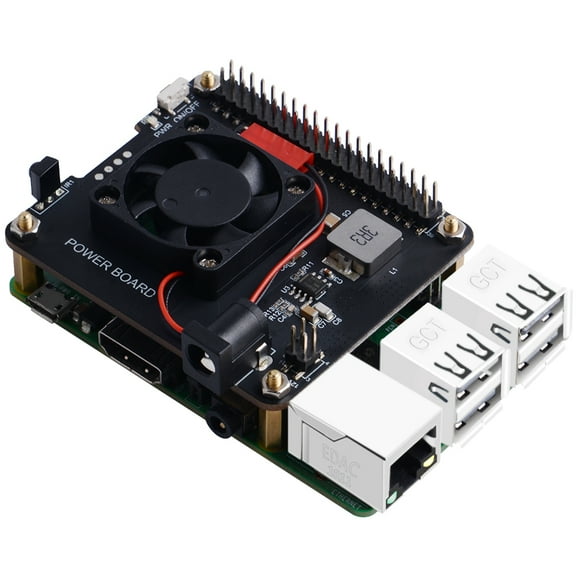 52Pi DockerPi Power Board for Raspberry Pi 4 Model B/3B /2B/3B, Power Supply w/ Safe Shutdown Auto Cooling Fan Expansion Board.