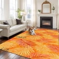 thumbnail image 3 of Orange Tropical Leaf Large Area Rugs for Bedroom Living Room, Soft Non Slip Carpet Bedside Rug, Summer Palm Leaves Botanical Rectangular Floor Cover Kitchen Accent Rug 8'x10' for Dining Room/Office, 3 of 9