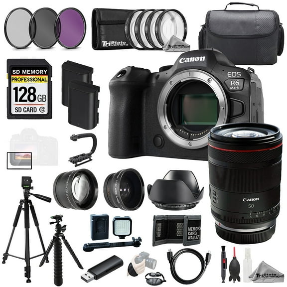 Canon EOS R6 II Camera   RF 50mm f/1.4 L VCM Lens 128GB Ext Bat 9 PC Filtr MEGA Kit (International Version)