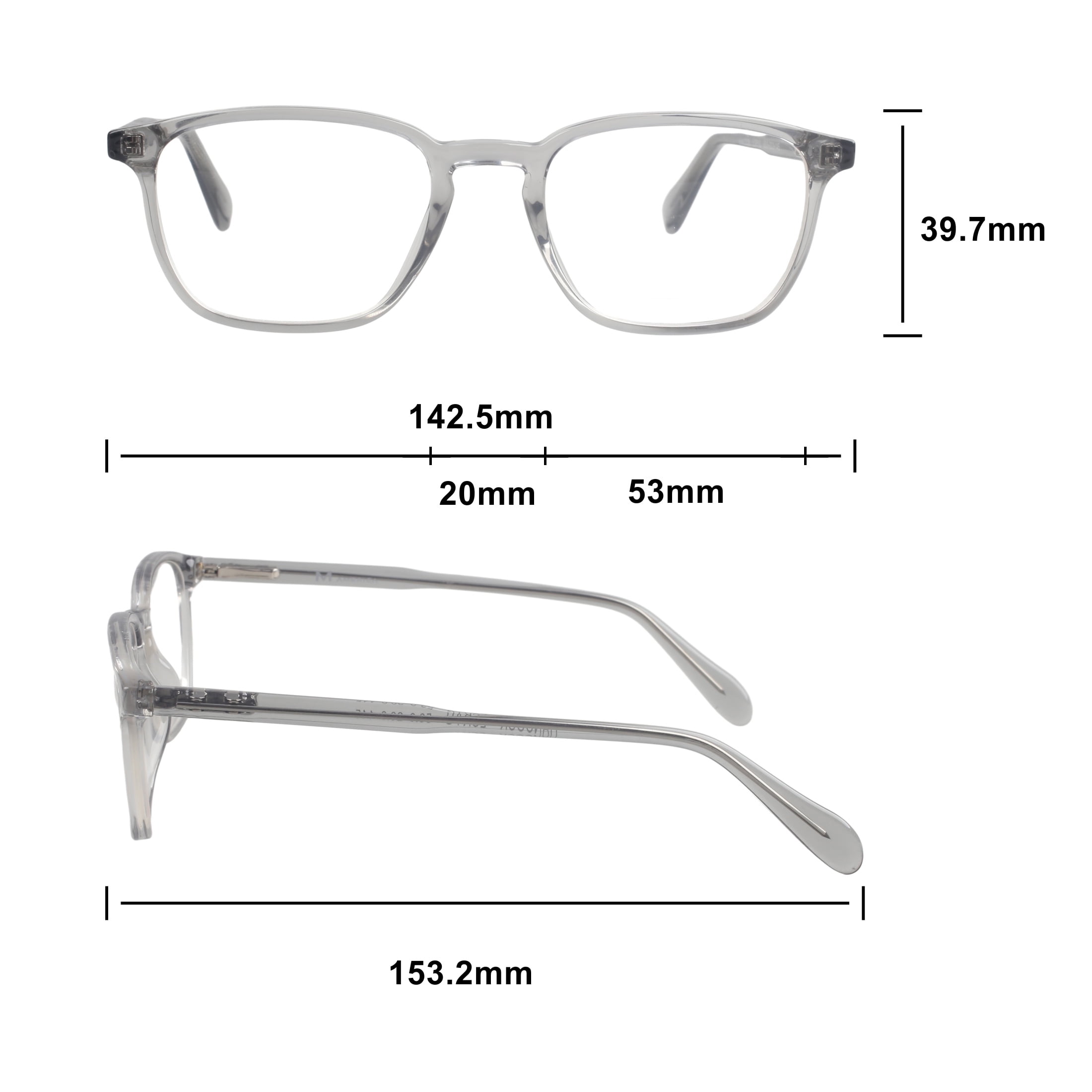 Mens M America Hancock Rx'able Eyeglasses, Square, Plastic, Light Grey Crystal, 1 Pair