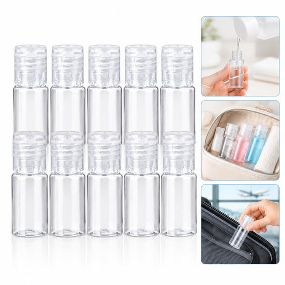 10 Pack Plastic Empty Travel Bottles, Refillable Leak‑Proof, Portable Mini Toiletry Liquid Containers, 10 ML