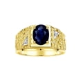 thumbnail image 1 of RYLOS Men's Rings 14K Yellow Gold Designer Nugget Ring Oval 9X7MM Gemstone & Diamonds  Sapphire September Birthstone Rings For Man Size 13, 1 of 7