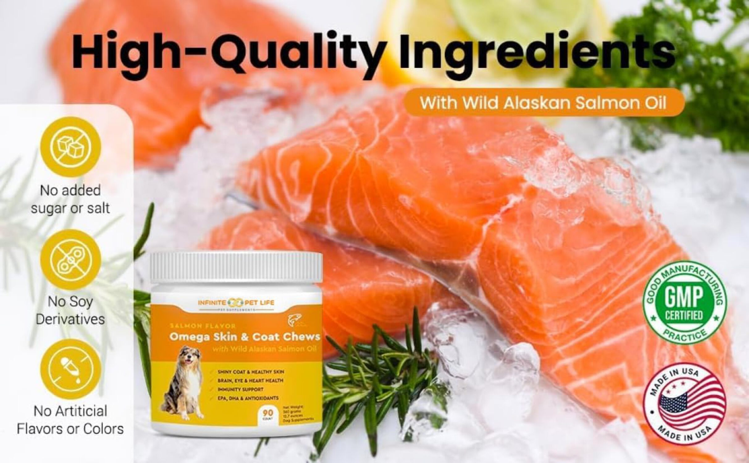 Salmon Flavor, Omega Skin & Coat Soft Chews with Wild Alaskan Salmon Oil