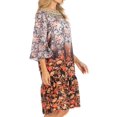 thumbnail image 4 of Sakkas Dona Women's Casual Swing 3/4 Sleeve Floral Print Boho Cocktail Midi Dress - ORM405-Multi - One Size, 4 of 5