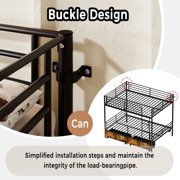 Black Twin Over Twin Metal Bunk Bed with Ladder,High Guardrails Storage Space,Split-Friendly Design,Noise-Free Sturdy Frame,Space-Saving Bed Frames for Twin Size Bed
