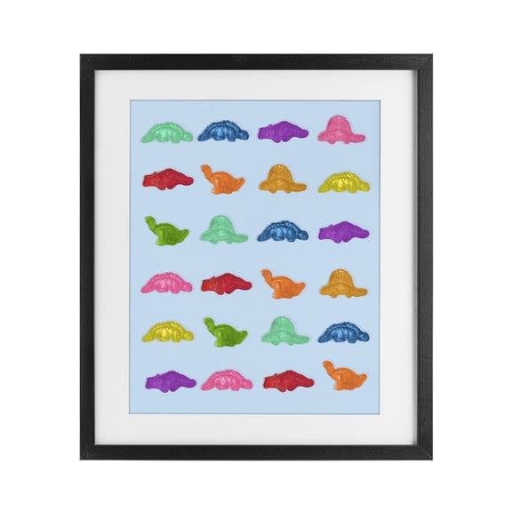 Stupell Industries Contemporary Colorful Dinosaur Gummies Black Framed Print Under Glass, 13 x 16, by LISH Creative
