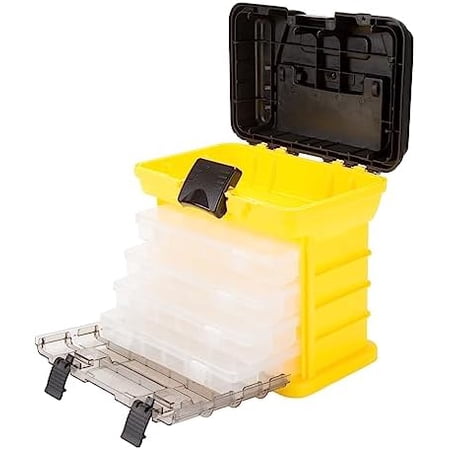 Portable Tool Box – Small Parts Organizer with Drawers and Customizable Compartments for Hardware Tackle Beads or Crafts by (Yellow)