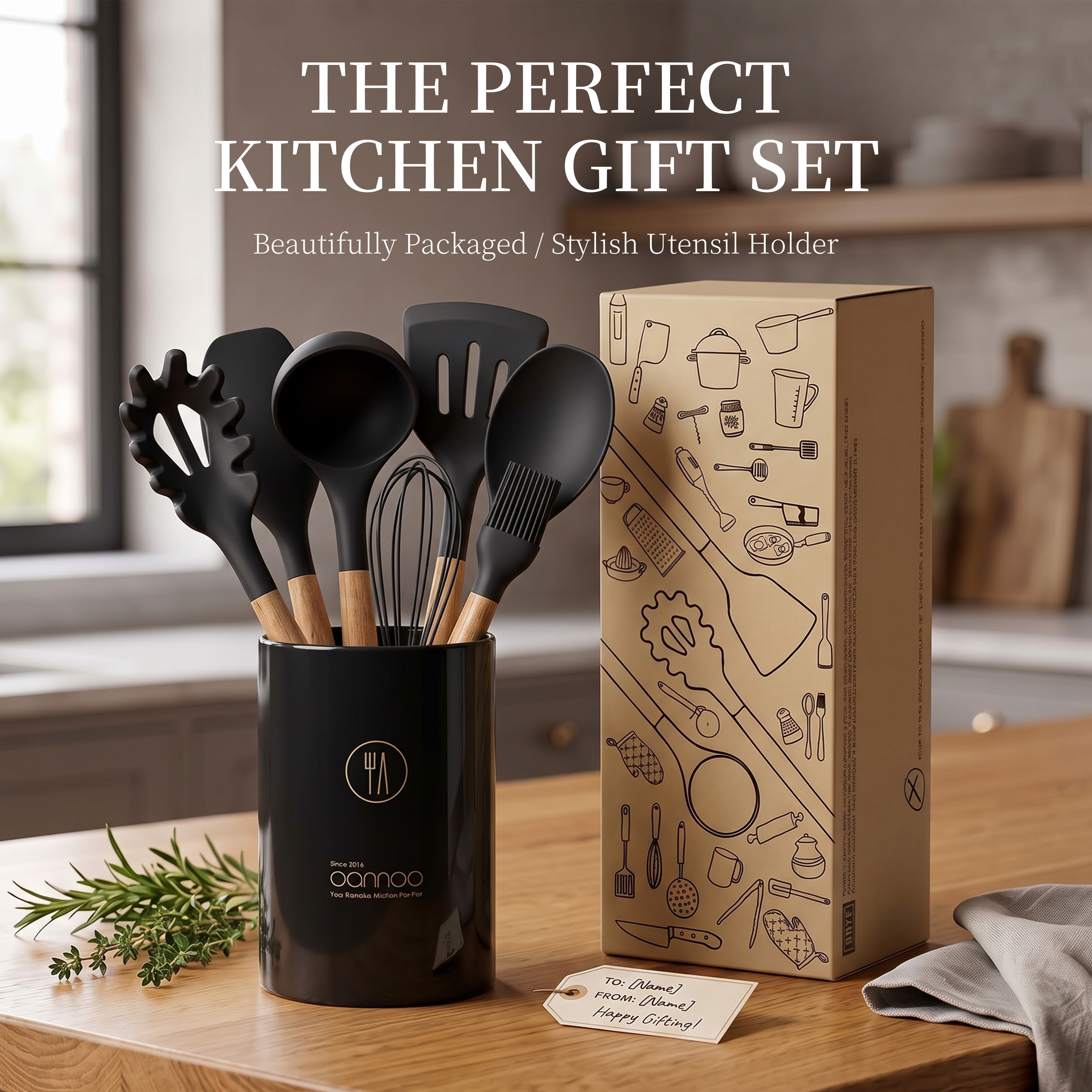 Oannao 9-Piece Silicone Cooking Utensil Set with Holder photo 2
