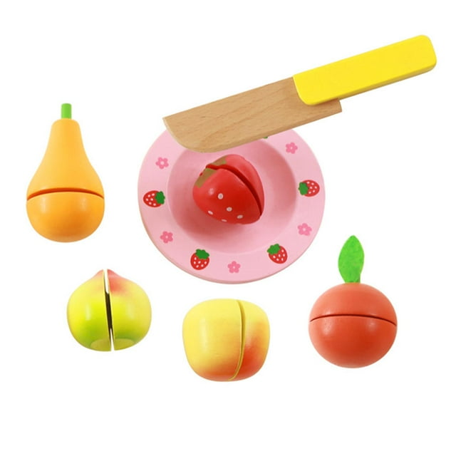 Juegos de comida de madera para niños, juguetes de rol, juego de corte, juguetes para cortar comida, juguetes para niños pequeños Frutas