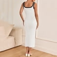 thumbnail image 3 of Women's Sexy Backless Satin Maxi Dress V-Neck Side Cutout High Split Graduation Dress, 3 of 5