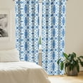 thumbnail image 2 of Ambesonne Hippie Curtains, Grunge Motif, Pair of 28"x63", Navy Blue and White, 2 of 5