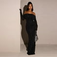 thumbnail image 1 of WILLBEST Vestidos De Verano Para Mujer, Vestido De Satén Con Un Hombro Al Descubierto Y Lentejuelas, Vestido De Noche Transparente Sin Tirantes De Manga Larga, Elegante Vestido De Fiesta Para, 1 of 3