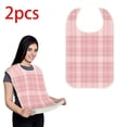 thumbnail image 2 of LEEYNEER 1pc or 2pcs Adult Bibs - Pink Grid Pattern Dining Apron & Facial Protector  Machine Washable Linen Fabric - Spillproof Mealtime Bibs for Seniors  Easy-Clean Kitchen & Restaurant, 2 of 6