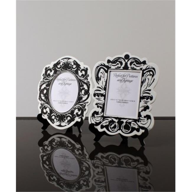 Wedding Star 9141 10 Baroque Paper Frames With Table Easels Small Wedding Star 9141 10 Baroque Paper Frames With Table Easels Small Black And White