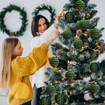 2024 Newly Christmas Decorations Clearance!3Pcs High-Ranking 2.4in Flocked Shatterproof Christmas Balls,Xmas Tree Hanging Ornament for Holiday Party Decor