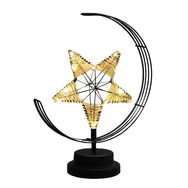 Lámpara de mesa con forma de estrella, lámpara de escritorio LED con puerto USB para decoración de sala de estar. negro alimentado por USB