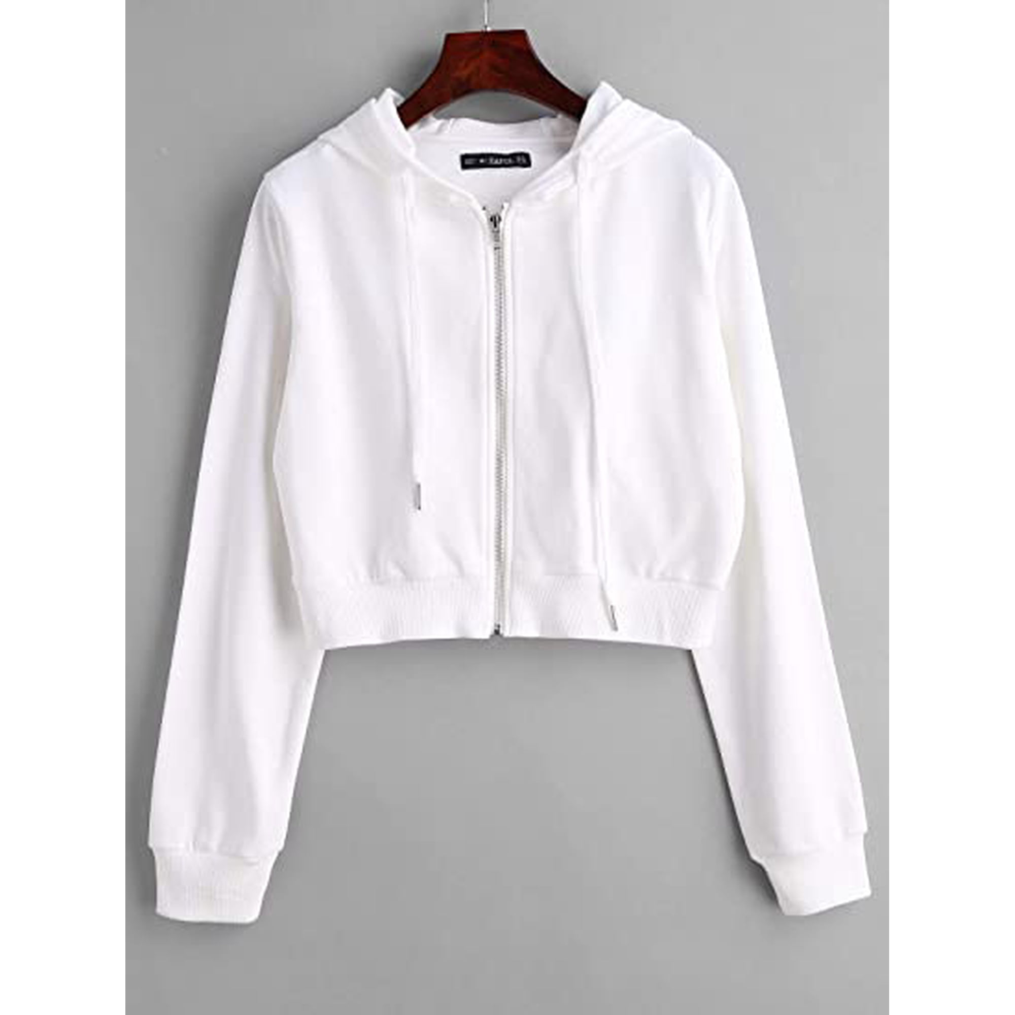 white crop zip up jacket