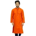 thumbnail image 1 of Atasi Kurta Dupion Orange à Col Officier pour Homme, Manches Longues, Chemise Ethnique - Petit, 1 of 7