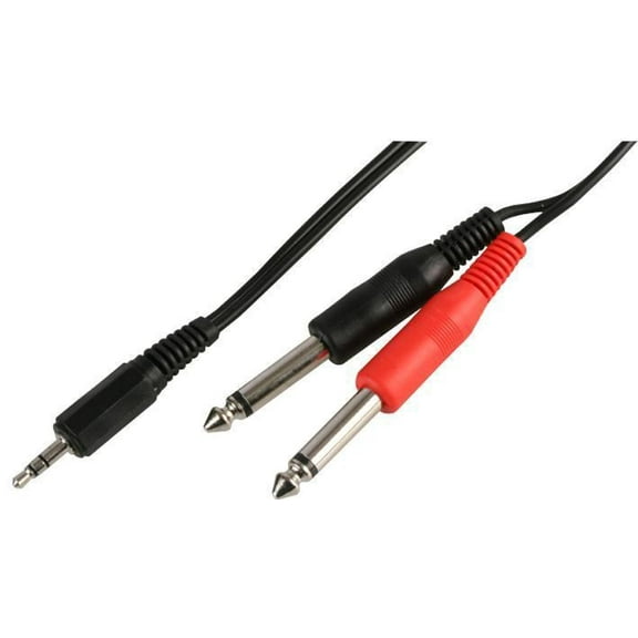 PRO SIGNAL - 3.5mm Stereo Jack Plug to 2x 6.35mm (1/4") Mono Jack Plugs Lead, 5m
