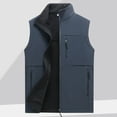 thumbnail image 2 of BiZtdJrK Mens Fleece Lined Outdoor Vest Big and Tall Zip Up Sleeveless Fall Winter Jackets Stand Collar Photograph Travel Vests with Zipper Pockets Gray L, 2 of 5