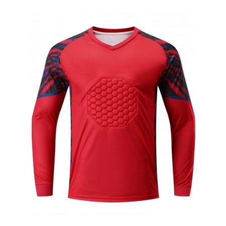 Zaldita Kids Boys Soccer Jersey Shirts Football Training Shirts Goalkeeper Tops with Sponge Padded Red 8-10