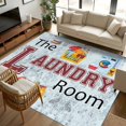 thumbnail image 2 of 8x10 Area Rugs, Laundry Room Non-Skid Rubber Backing Large Rectangle Rugs - Living Room Bedroom Home Office, Blue Cartoon Washing Machine Clothes Indoor Floor Mat Carpets Washable Rug, 2 of 9
