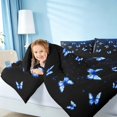 thumbnail image 5 of Homewish Blue Butterfly Full Size Bedding Sets for Girls, Glitter Stars Full Size Bed in a Bag, Black Reversible, 7 Pieces, 5 of 7
