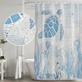 thumbnail image 4 of Blue Turtle Coastal Shower Curtain Set - Long 72" x 84" Washable Bathtub Curtain with 12 Hooks, Coral Summer Beach Nautical Ocean Blue Waterproof Fabric Shower Curtains for Bathroom/Bathtub Décor, 4 of 6