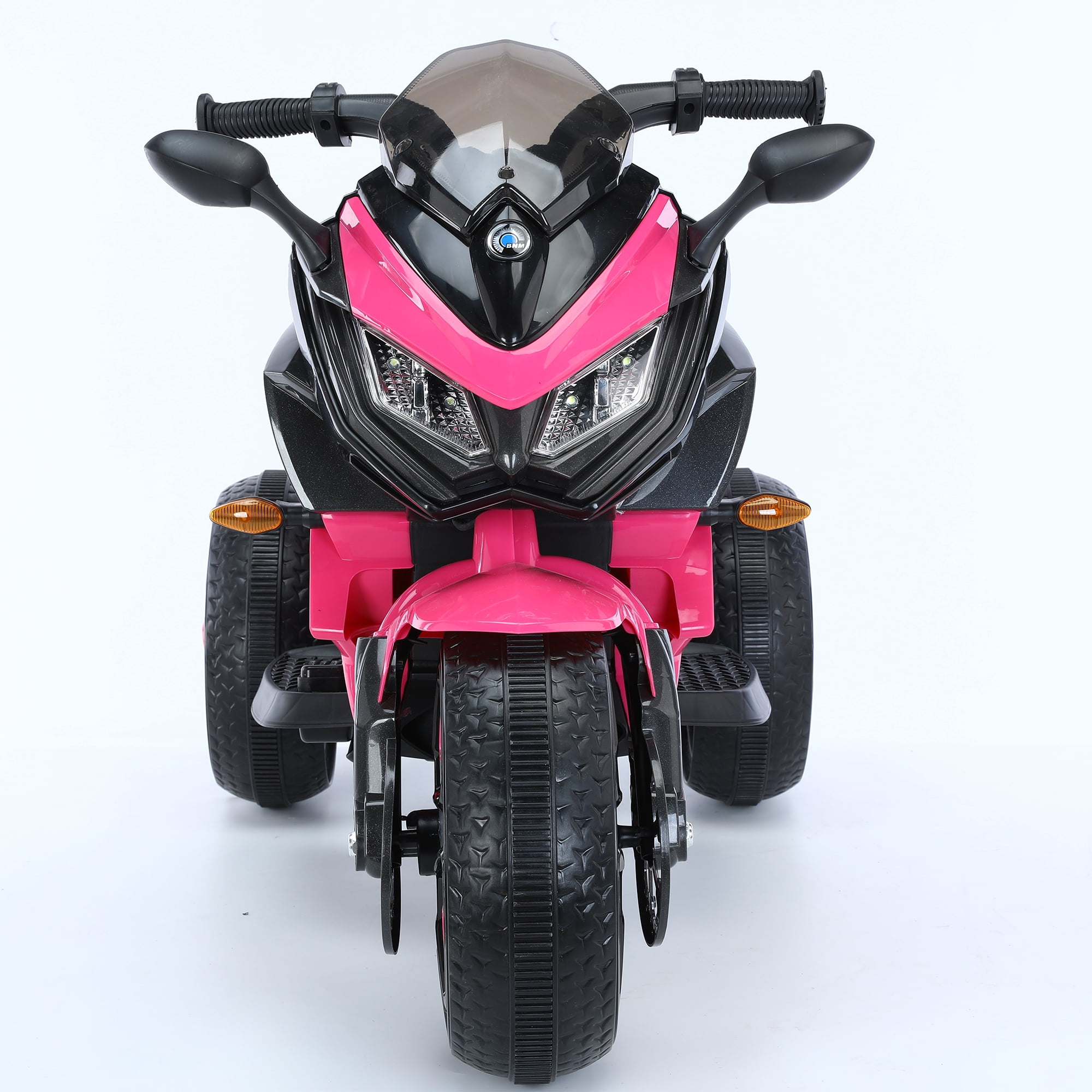 POVANLI 12V 3 Wheels Kids Ride on Motorcycle with Slow Start, Power Display, PU Seat, Training Wheels, Manual Throttle, Lighting Wheels, Bluetooth, USB, MP3 for Children Aged 3-5, Gift (Pink)