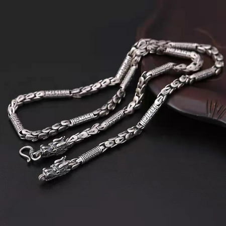 Dragon Head Necklace Male Dragon Scale Swastika Barrel Beads Retro ...