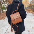 thumbnail image 2 of LinYooLi Vintage Womens Pu Leather Backpack Small Korean Style School Girl Backpack Fashion Designer Female Square Shopper Bag, 2 of 6