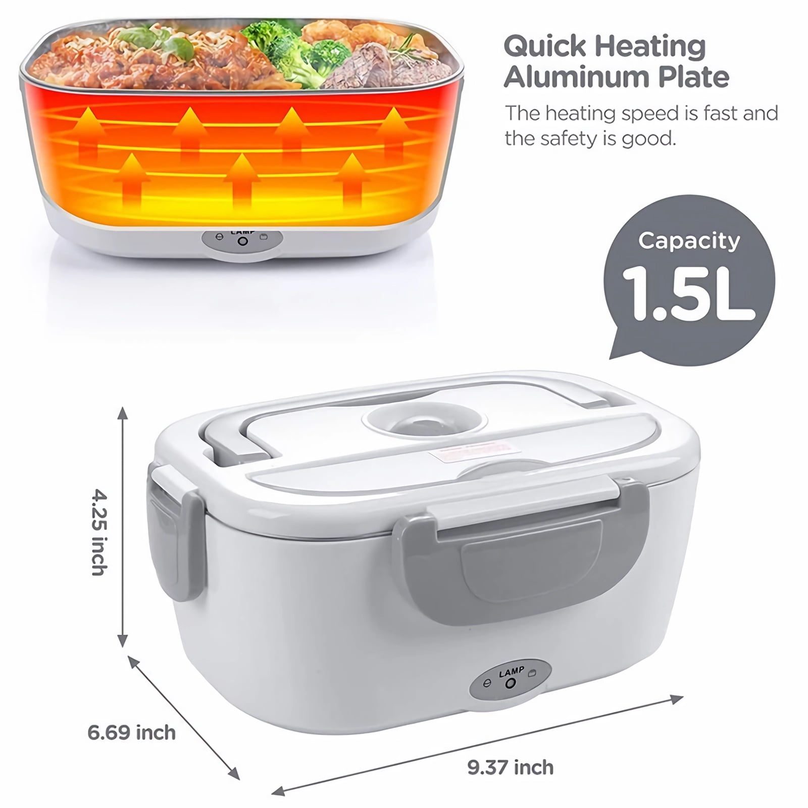 Heated Lunch Box, FAV Electric Portable Food Warmer 1.5L Stainless Steel for Car Adults, Pink