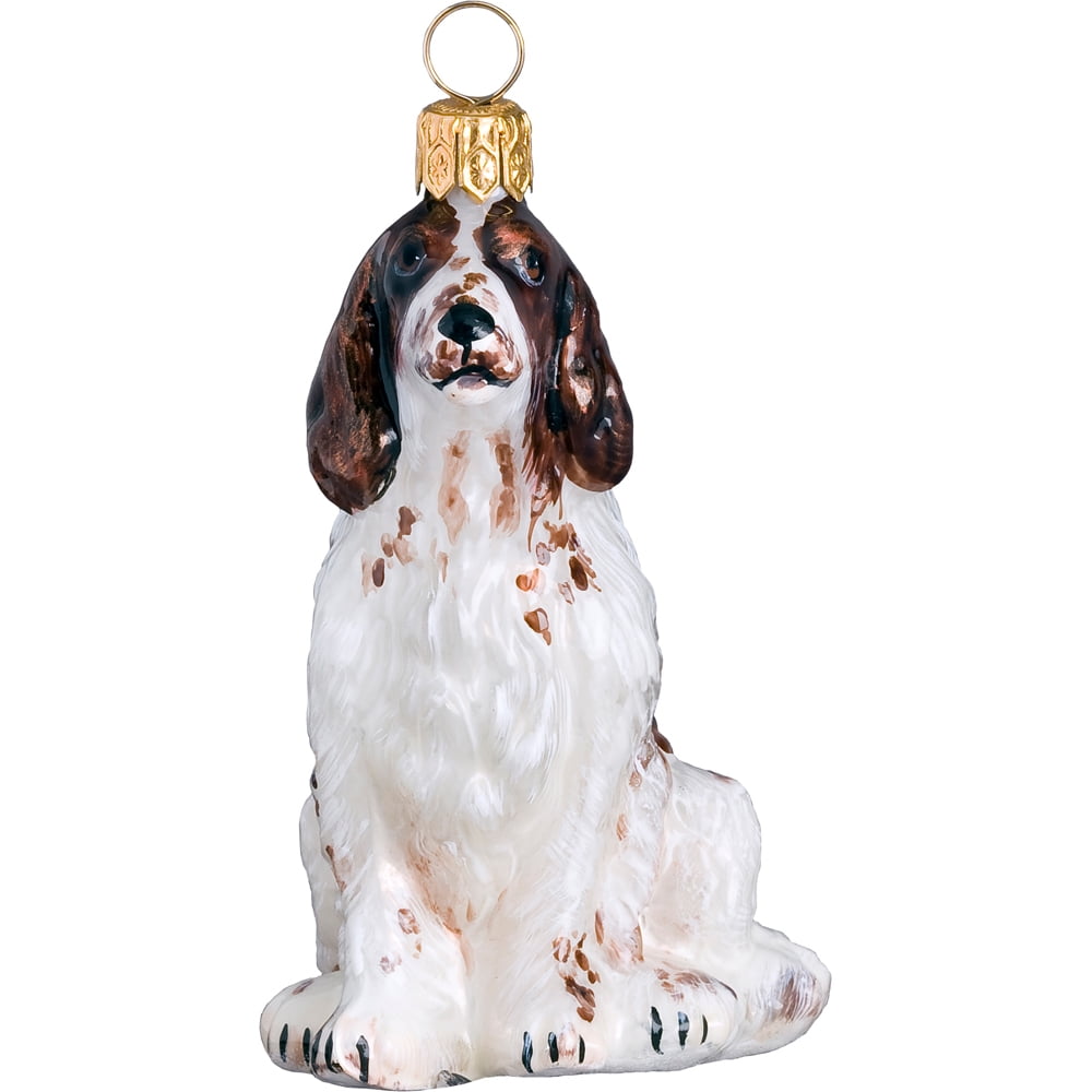 Irish Red and White Setter Dog Blown Glass Polish Christmas Ornament