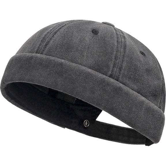 Slccxzc Washed Cotton Brimless Hats for Men Vintage Docker Beanie Cap Rolled Cuff Skullcap