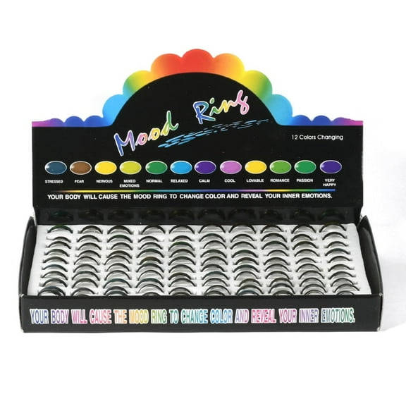 12 Colors Changing Brass Mood Rings Mixed Size Platinum Black 16~20mm Inner Diameter 100pcs/box